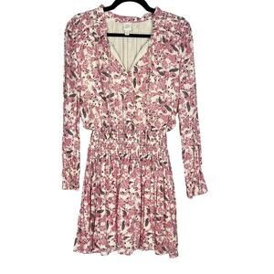 Evereve Roan + Ryan XSmall XS Pink Cream Floral Genevieve Smocked Waist Dress